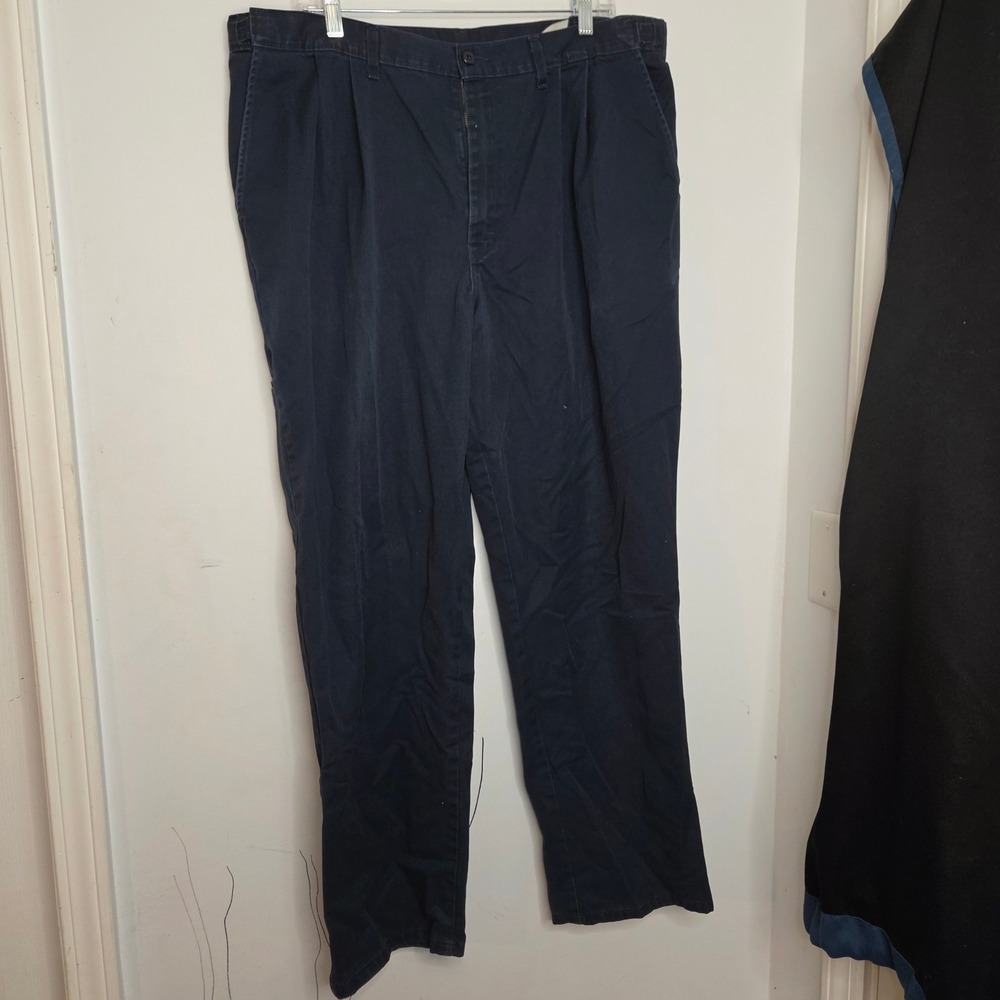 Genuine Dickies Mens Navy Blue Pleated Relaxed‎ Fit Work Pants Size 42x30